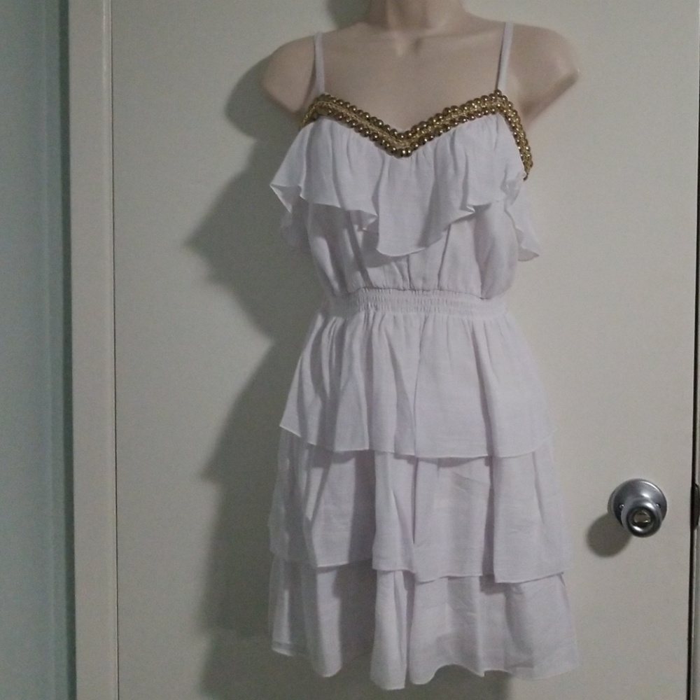 White ruffled strappy dress
